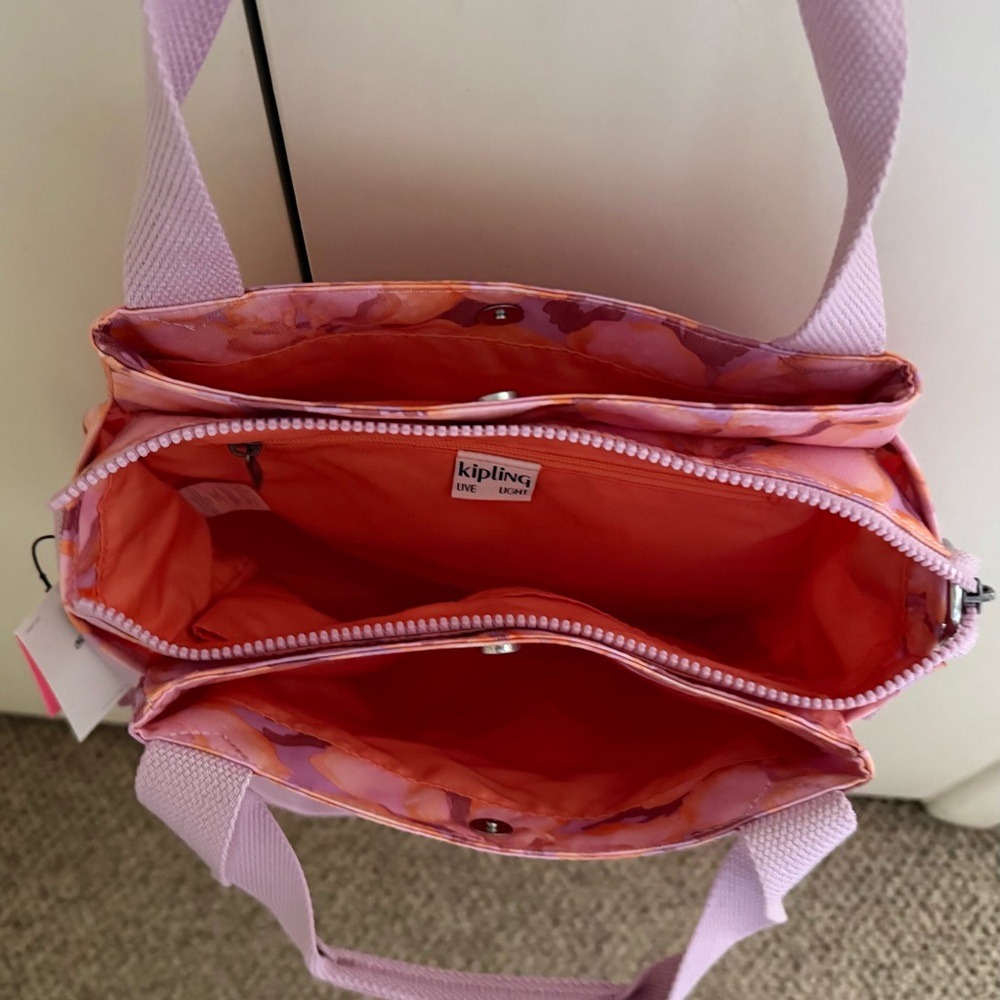 Kipling Floral Crossbody Bag in Pink and Purple - Picture 4 of 5